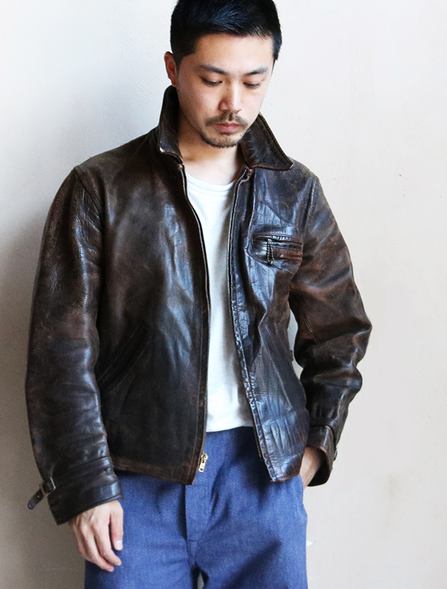 MATIN » Blog Archive » 40s UNKNOWN LEATHER SPORTS JACKET WITH BALL CHAIN  SIZE ML